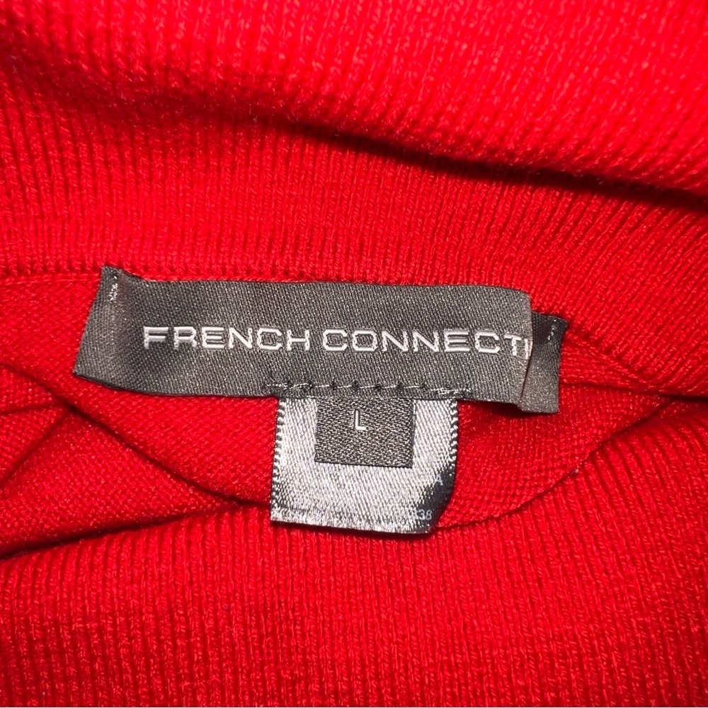 French Connection Womens LARGE Red Cowl Neck Knit Sweater Baby Soft Fitted - Picture 3 of 7